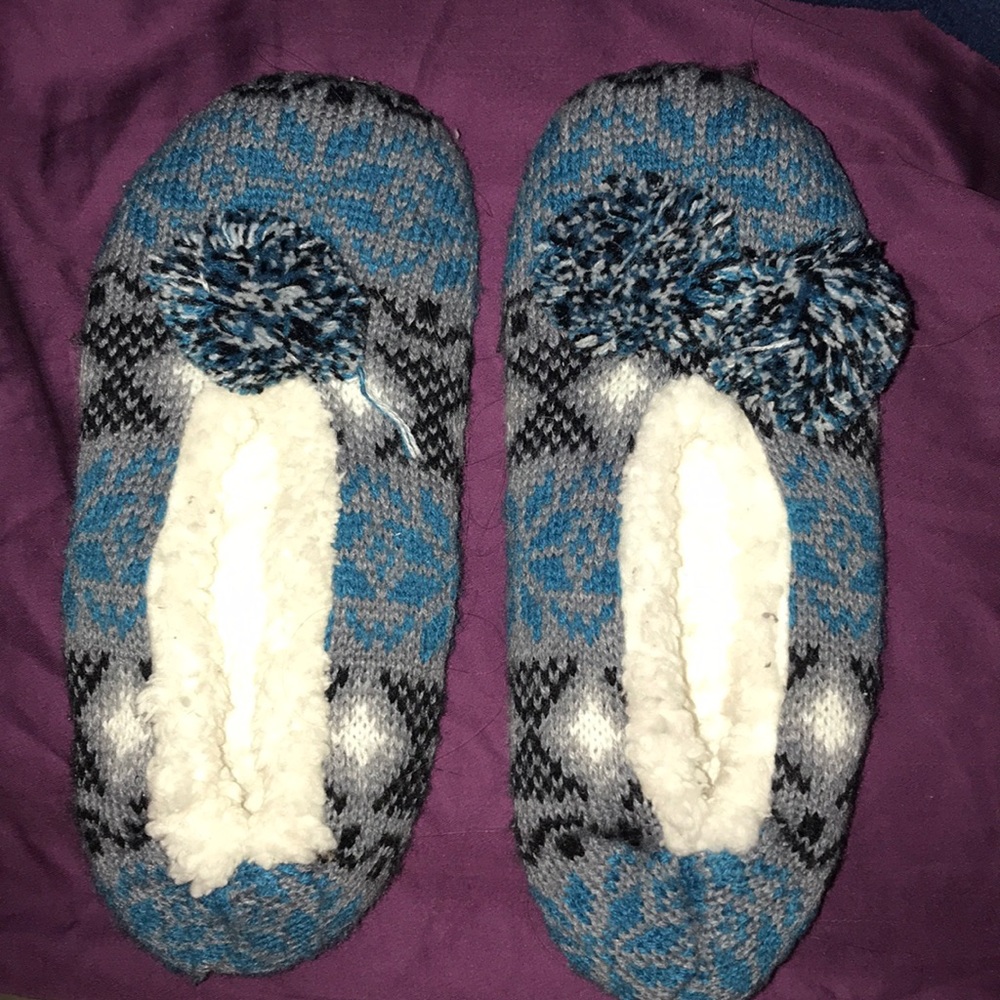 Blue and Black Fluffy Mocassins!!!
